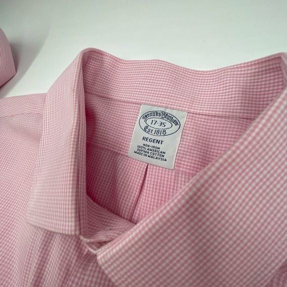 Brooks Brothers Light Pink Mini Gingham Dress Shirt 17-35 Men’s - Picture 4 of 8